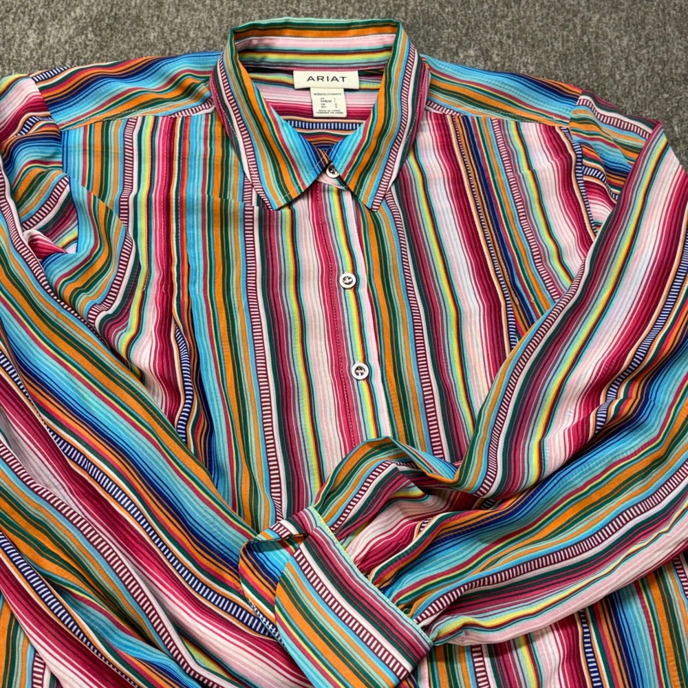 Ariat Naran Shirt Womens Large Multicolor Striped Button Down Long Sleeve - Picture 6 of 12